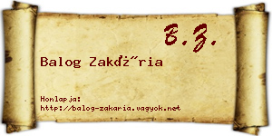 Balog Zakária névjegykártya